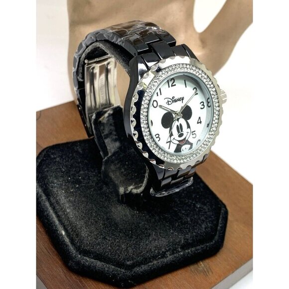 Disney Mickey Mouse Women\'s Watch W000501 Black Quartz White Dial Gemmed Bezel main image 7